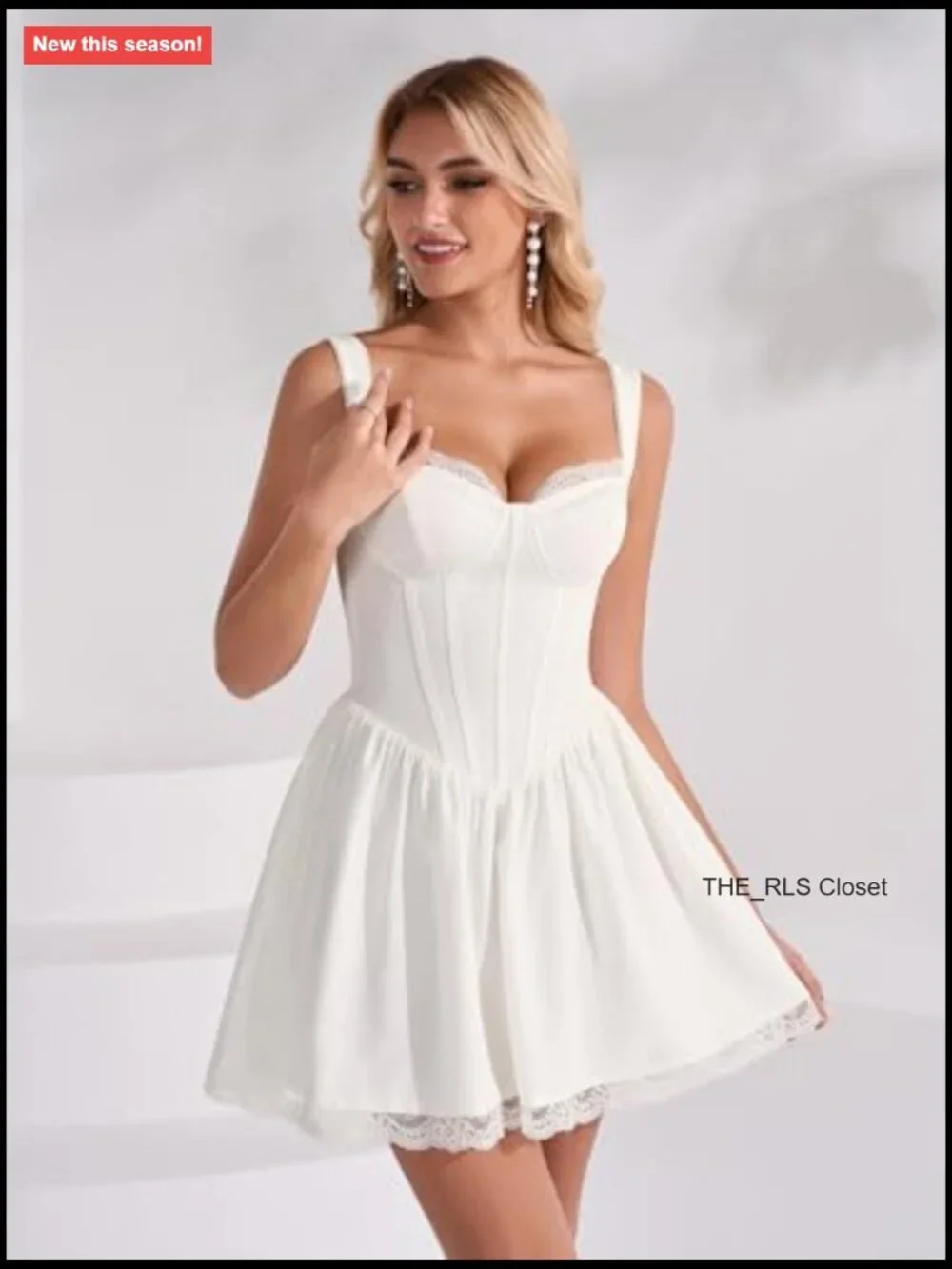 Lace Floral Corset Graduation Mini Dress Flowy A Line Smocked Cute Summer - Picture 4 of 6